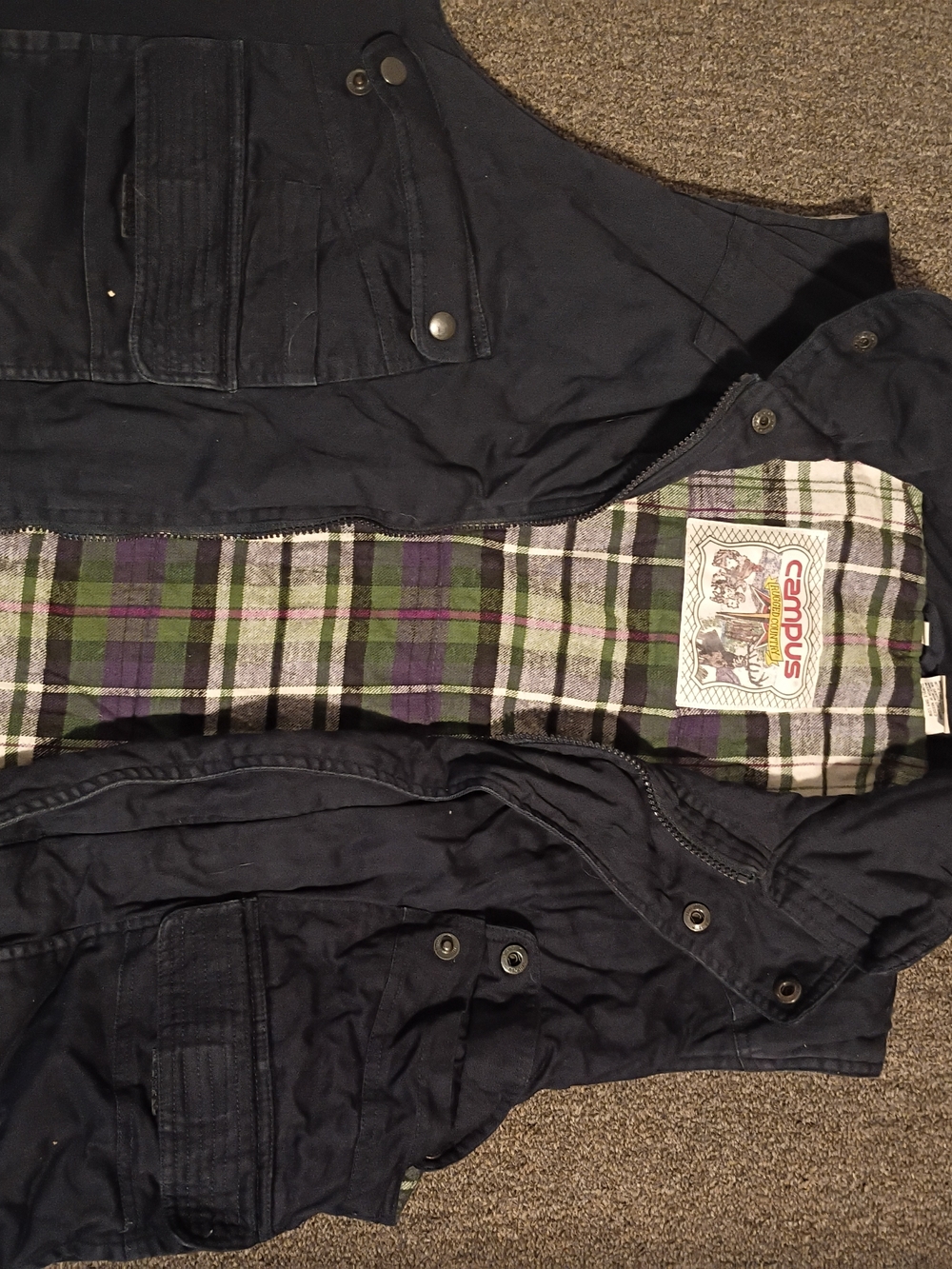 Men's Navy Field Jacket with Plaid Lining